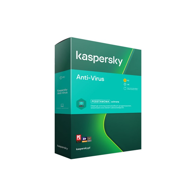 Kaspersky Anti-Virus: 1 stanowisko 1 rok. Licencja nowa.